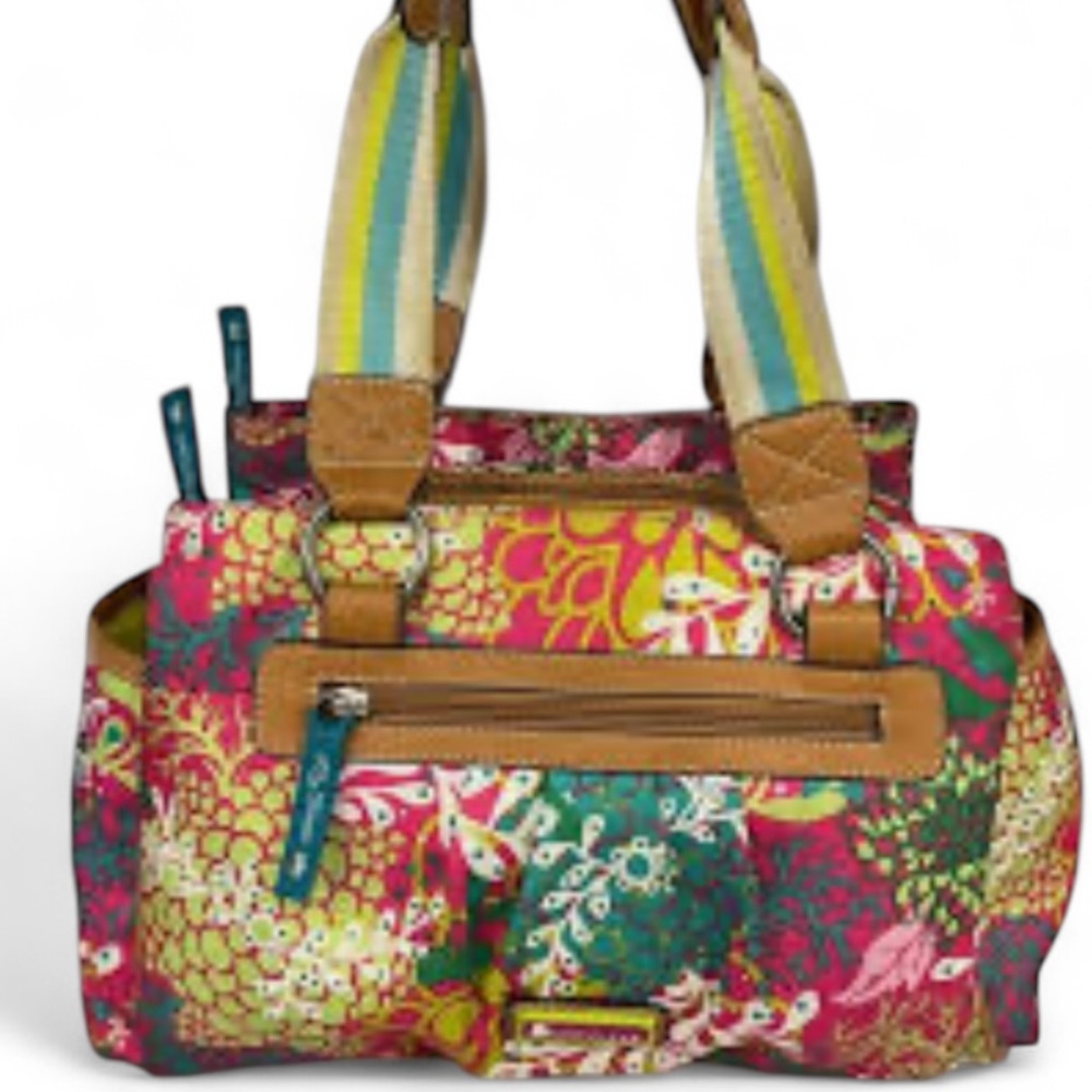 Lily Bloom “Landon” Triple section Satchel in “Floral Reef”